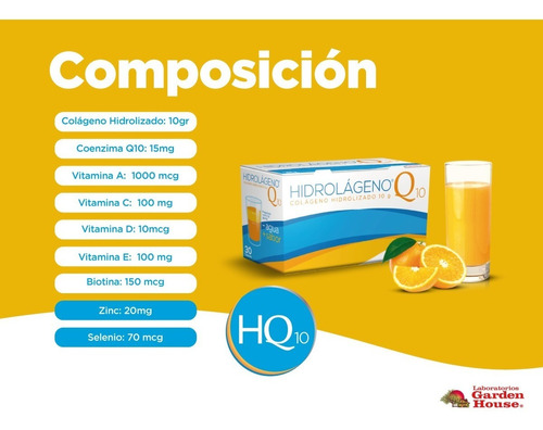 Hidrolageno Q10 Polvo 30 Sachet Sabor Naranja