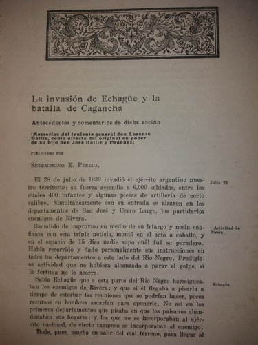 Batalla Cagancha Memorias De Lorenzo Batlle Comentarios 