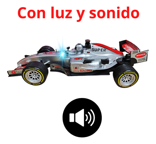 Juguete Auto F1 A Escala 1:18 Con Luces Y Sonido De Fricción Gris