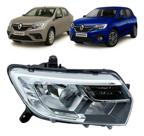 Farol Renault Logan Sandero 2020 2021 2022 2023 2024 Com Led