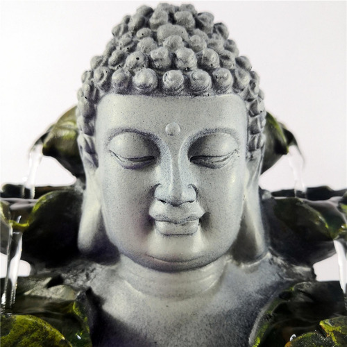 Fuente De Mesa De Buda Fengshui Cascada Patio Base Marrón