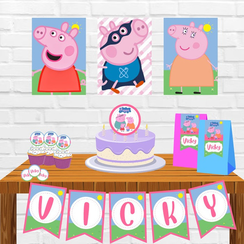 Cotillon Personalizado Peppa Pig Kit Combo Cumple X20 Chicos