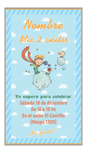 Invitación Tarjeta Digital Personalizada El Principito