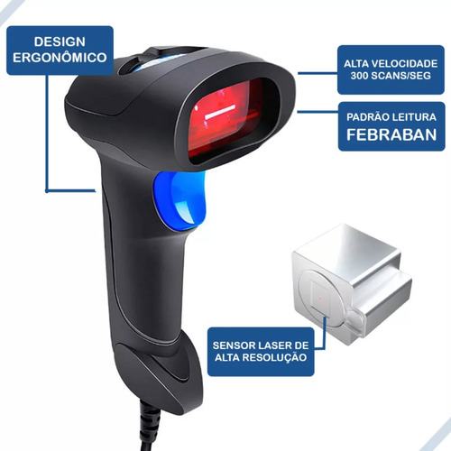 Leitor Código De Barras C/ Fio Usb Ean13 Boleto Nf Contas