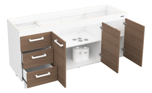 Bajo Mesada Mueble Cocina Melamina 1,60 Mts. Sin Bacha 