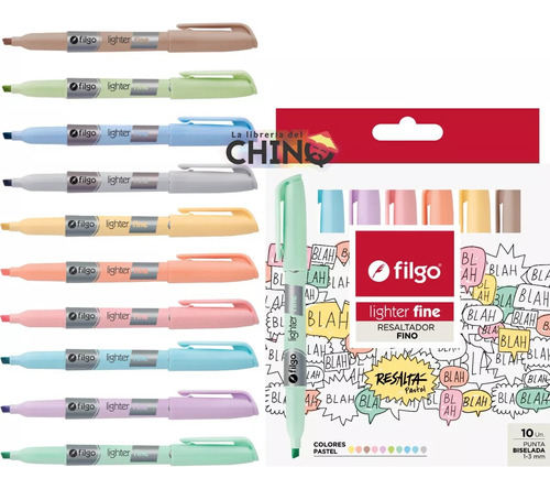 Set X 10 Colores Pastel De Resaltador Filgo Fine Novedad