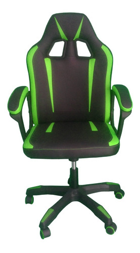 Cadeira Escritório Gamer Preta Verde Ajustavel Ergonomica