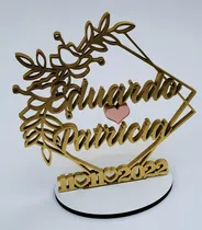 Comprar Topo De Bolo Dourado Nome Do Casal E Data Personalizado Mdf