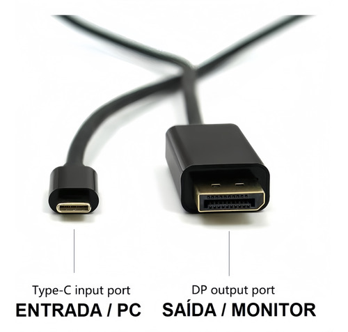 Cabo Tipo C Thunderbolt 3 Para Displayport 4k60hz Macho 1.8m
