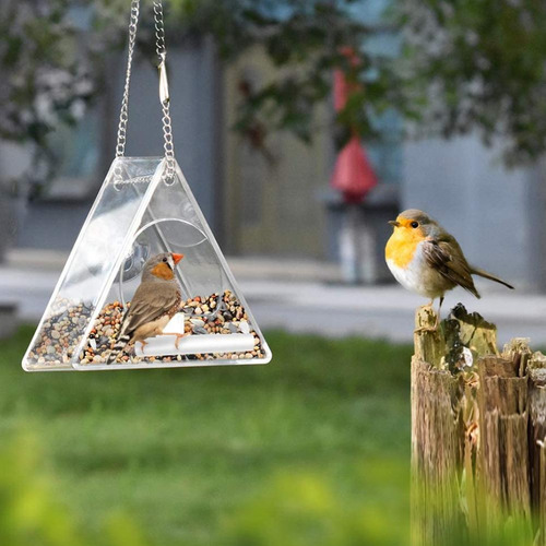 Comedero Para Pájaros, De Acrílico Transparente, Colgante, P