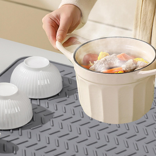 Bandeja De Silicona Para Secar Platos Que Protege Las S Gris