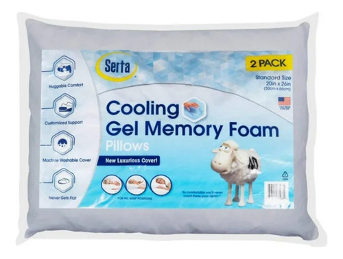Almohadas Serta Cooling Gel Memory Foam 2pzas Máxima Calidad Color Blanco