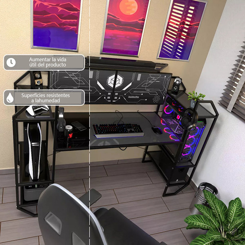 Mesa Para Computadora Deportes Electrónicos Con Estante Negro