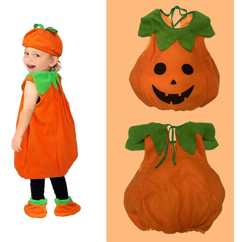 Disfraz De Calabaza De Halloween Para Bebé, Niña Y Niño, Bonito Disfraz De Fiesta De Calabaza Con Sombrero De Calabaza