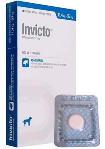 Invicto 57 Mg 4 Comprimido - Antipulgas Para Cães E Gatos