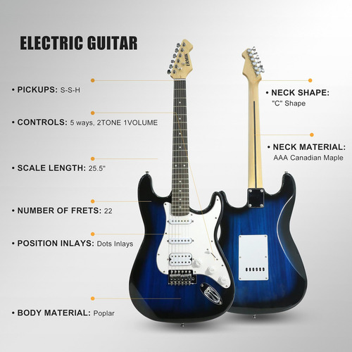 Kit De Guitarra Eléctrica Ermik Solid Body Con Amplificador