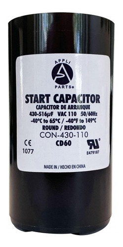 Appli Parts Condensador Capacitor Arranque 430-516 Mfd (