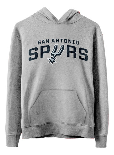  Buzo Canguro Nba San Antonio Spurs Logo Completo Gris