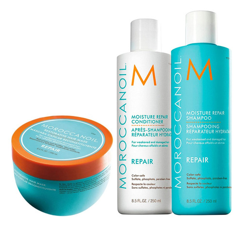 Pack Repair Moroccanoil Shampoo, Acond Y Máscara Reparación