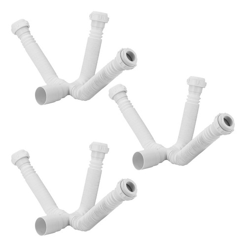 Kit 3 Sifão Triplo Sanfonado/extensivo Universal Abs Branco