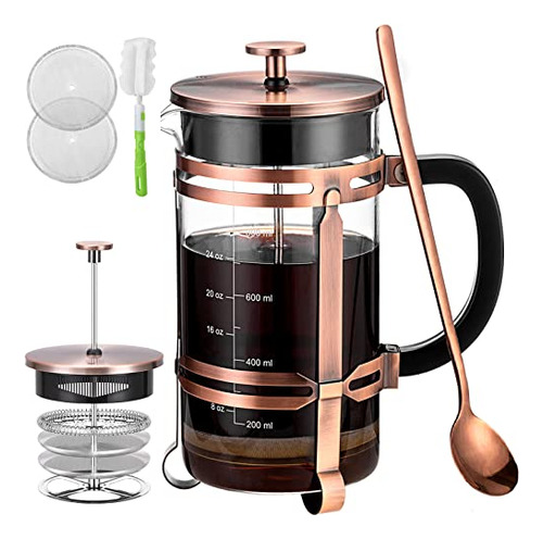 Cafetera French Press (34 Oz) 4 Filtros De Acero Inoxid...