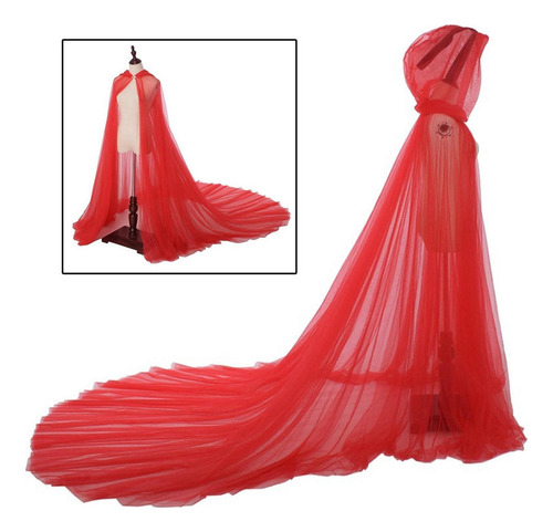 Disfraz De Halloween Capucha Tul Capa Universal Rojo