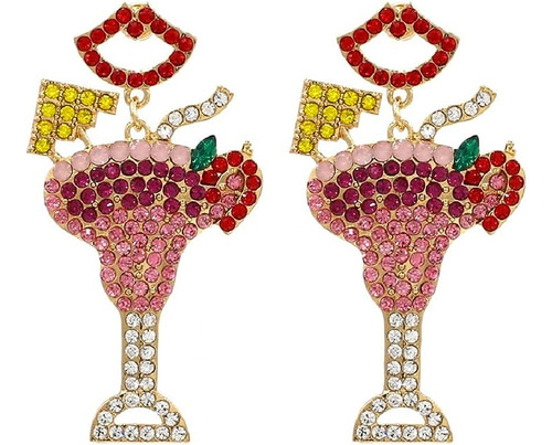 Aretes Coctel Para Mujer Aretes Copa Vino Martini Para Niñas