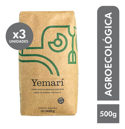Yerba Mate Agroecológica Yemarí Nativa Misiones Pack X 1,5kg