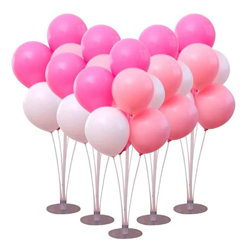 Base Para Centro Mesa Con 7 Popotes De Globos