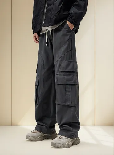 Pantalon Cargo Elastico Recto Baggy Gabardina