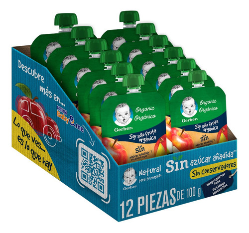 Papilla Gerber Etapa 1 Mango Manzana Pera 12 Pouch 100g C/u