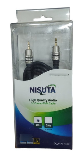 Cable 3.5 Stereo Axuliar 3 Mts Reforzado Alta Calidad Nisuta