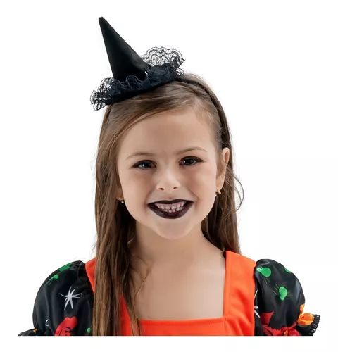 Kit 10 Tiaras Mini Chapéu Fantasia Bruxa Halloween Festa Ata