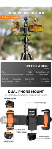 Soporte 2 Celulares Accesorios Para Cámara Dji Osmo Pocket 3