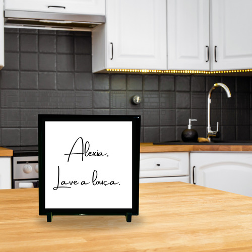 Quadro De Azulejo Premium Alto Brilho Decorativo Com Frases Alexia Lave A Louça
