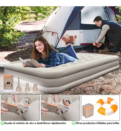 Colchón Cama Inflable Eléctrico (2 Plazas) Con Dos Almohadas