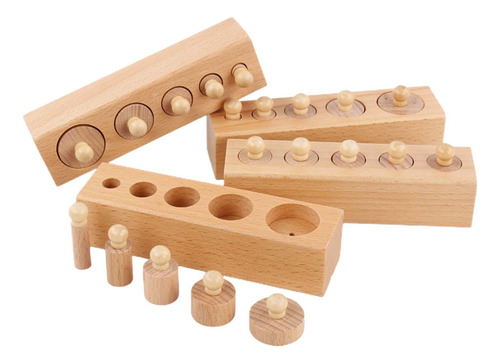 Bloques De Cilindros De Troncos Con Perilla De Madera,