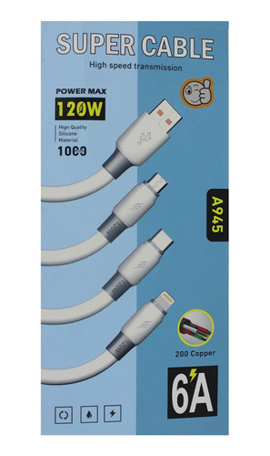 Cable De Datos, Carga Súper Rápida, Cable De Carga Usb 120w