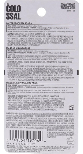 Mascara Impermeable The Colossal Maybelline New York, 8ml. Negro