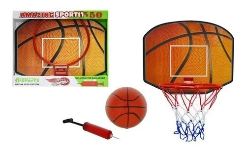 Tablero Y Aro De Basquetbol 48x39cm Inflador Basketball