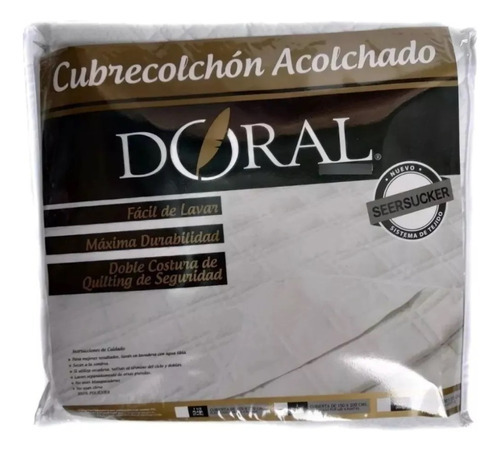 Cubrecolchon Acolchado Plaza Y Media Premium 1.5p Doral Color Blanco