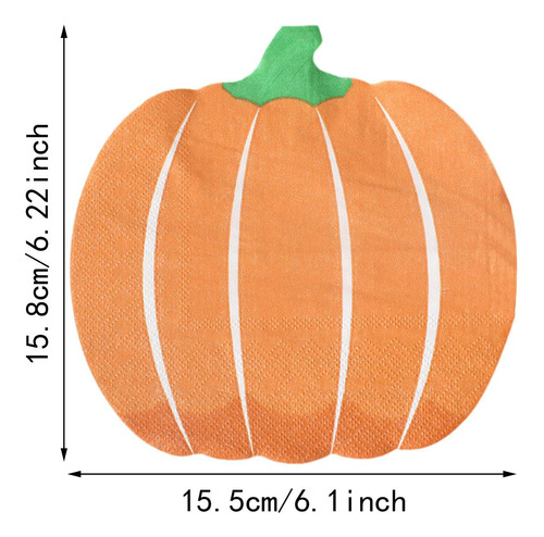 20 Piezas De Servilletas De Papel De Calabaza De Halloween,