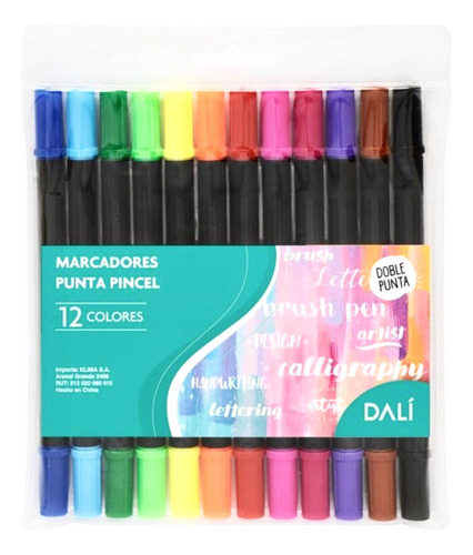 Marcadores Doble Punta Pincel X12 Colores Para Lettering