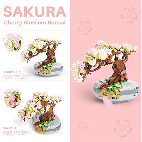Modelo De Árbol De Sakura De Mini Ladrillos, Juguete D...
