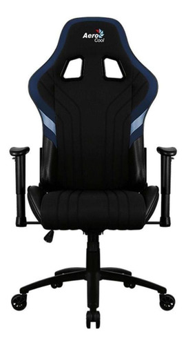 Silla de escritorio AeroCool Aero 1 Alpha gamer ergonómica  negra y azul con tapizado de cuero sintético