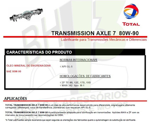 Total Transmission Axle 7 80w-90 Api Gl-5