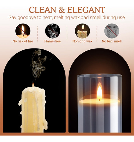 Velas Sin Llama De Cristal Navideño Con Velas Remotas Led Ca