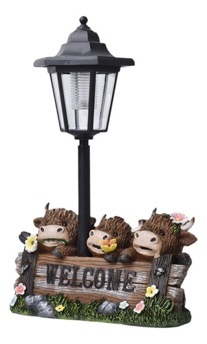 Estatua De Vacas De Jardín Solar Light Resin Sculpture