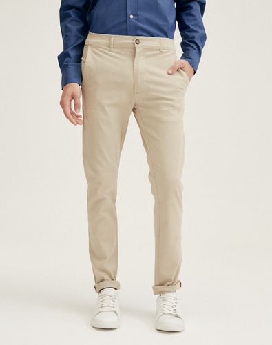 Pantalón Chino Munich, Hombre, Gabardina Slim, Tiza, Equus