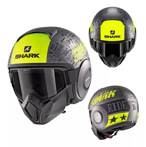 Centro de niños dulce Viscoso Casco Moto Con Mascara Shark Metro Street Drak Tribute Neon